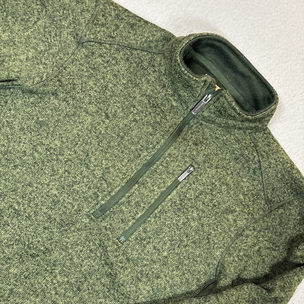 Woolrich Sweater‎ Mens L Green 1/4 Zip Fleece Mock Neck Pullover Cabincore Warm